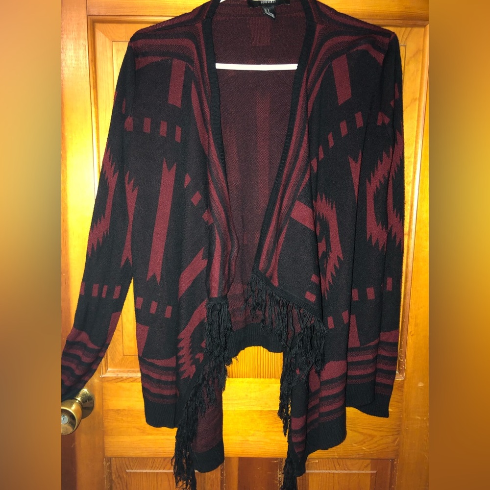 Really cute southwestern cascading sweater/ jacket